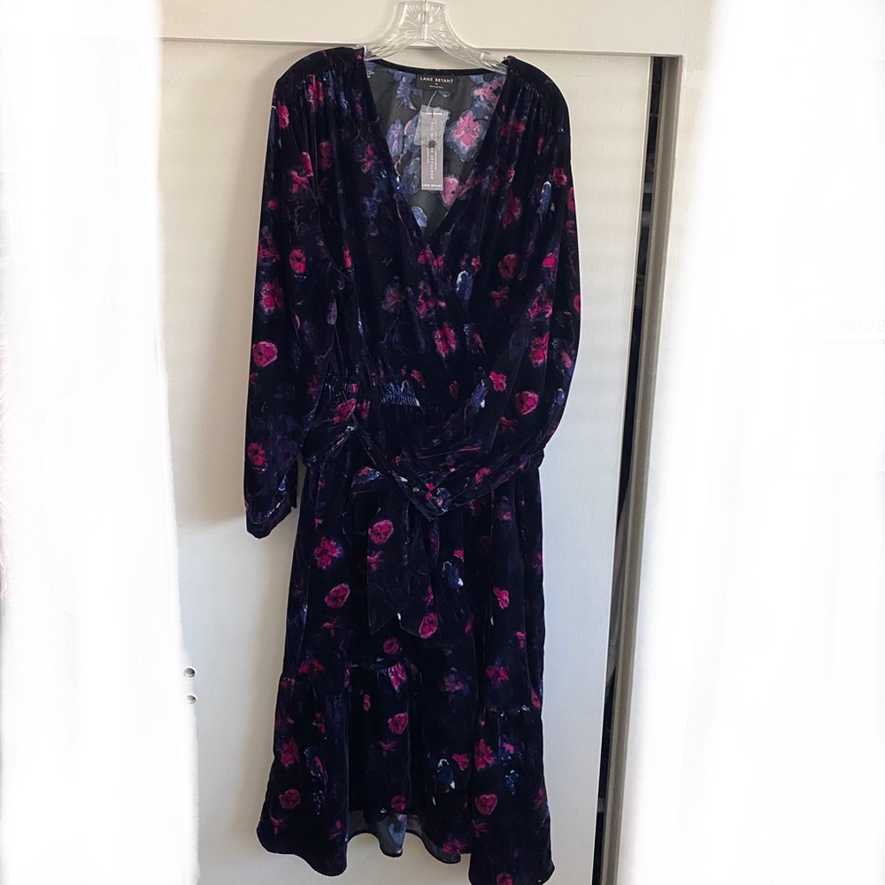Lane Bryant Black and Pink Floral Long Sleeve Dress